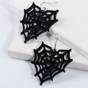 HEART SPIDER WEB HALLOWEEN EARRINGS cute goth punk fun novelty